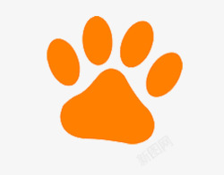 橘色平面手绘猫脚印素材