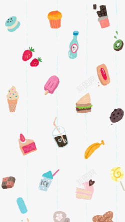 草莓冰淇淋球夏日零食高清图片
