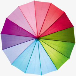 彩色拼接雨伞俯视素材