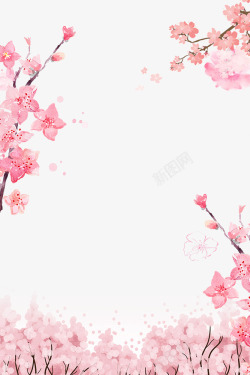 日本樱花节樱花祭梦幻花朵边框高清图片