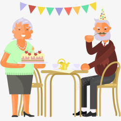 老年夫妇老年夫妇庆祝节日插画矢量图高清图片