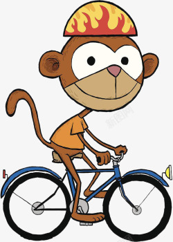 骑登山车猴子骑车很快乐高清图片