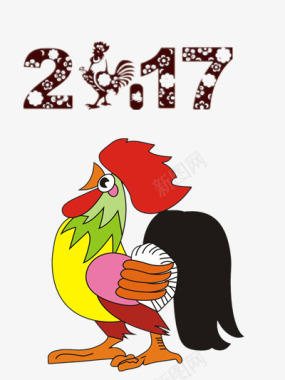 新年窗花彩色卡通公鸡17年图标图标
