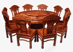 大型家庭式红木餐桌素材