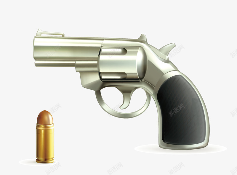 左轮手枪和一颗子弹矢量图ai免抠素材_88icon https://88icon.com 卡通子弹 子弹 左轮手枪 杀手 犯罪 矢量图