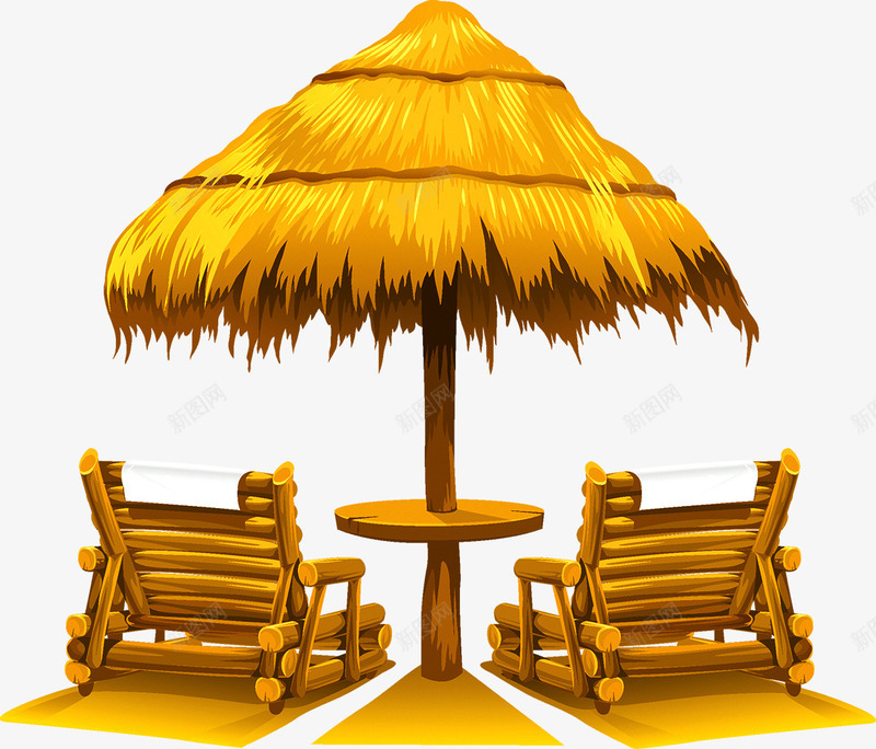沙滩躺椅png免抠素材_88icon https://88icon.com 坐躺椅子 沙滩 草棚 躺椅