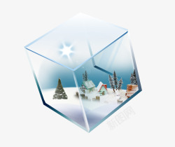 立体盒子冰雪透明效果免费素材