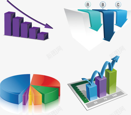 商务风格插图数据统计图标图标