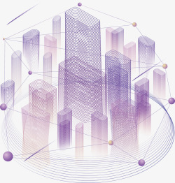 紫色科技紫色三维科技大楼数据图高清图片