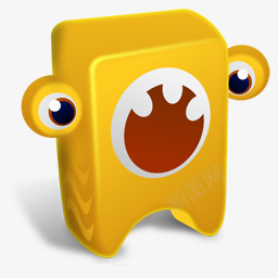 黄色牙齿形状卡通怪物电脑图标图标