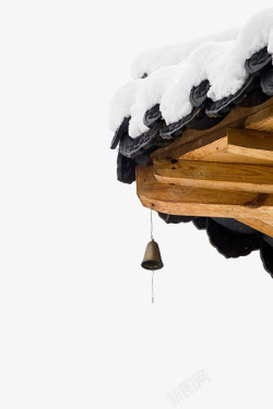 惊鸟铃手绘积雪建筑檐角高清图片