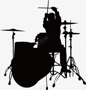 爵士鼓手鼓手矢量图图标图标