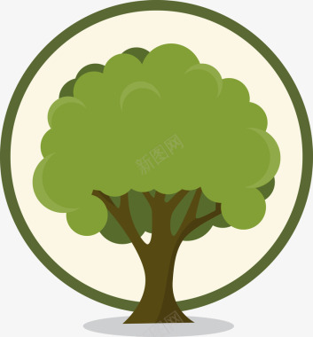 绿色大树的环保图标图标