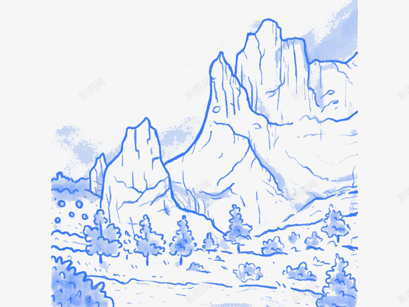 山川风景png免抠素材_88icon https://88icon.com 山 树 线稿