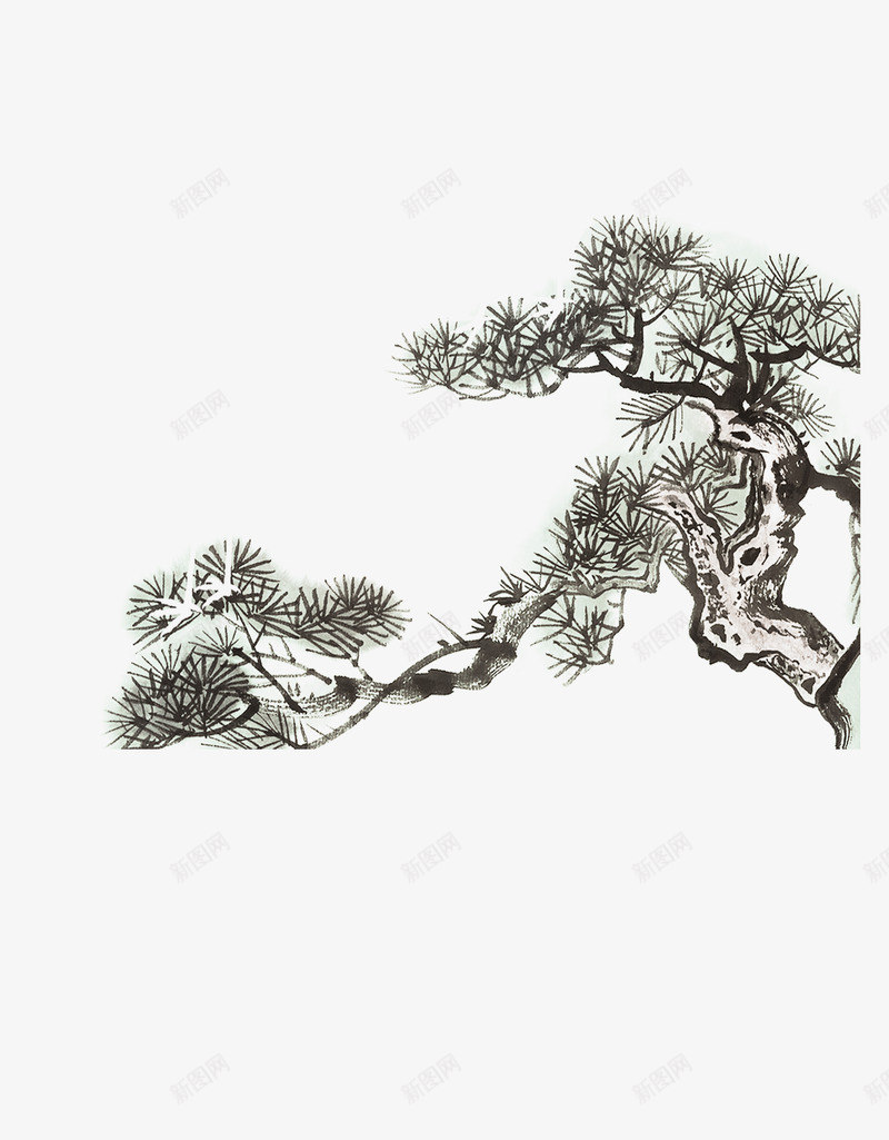 中国画松树png免抠素材_88icon https://88icon.com 中国画松树 屹立 水墨 清高