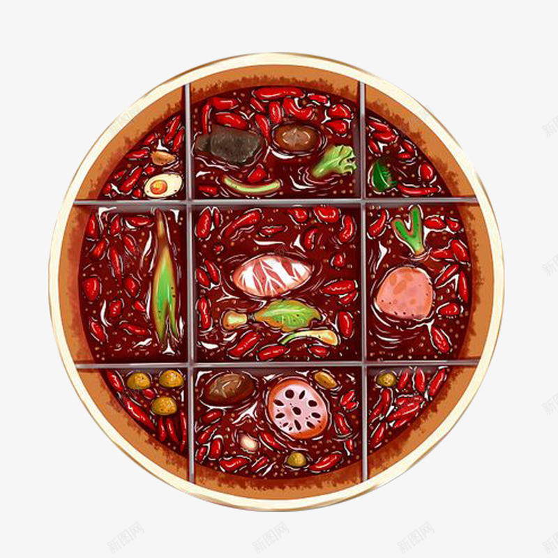 九宫格川味火锅psd免抠素材_88icon https://88icon.com 四川 川味火锅 红油 红辣椒 美食 花椒 重庆 香辣 麻辣