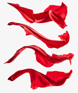 飘浮飞舞的红绸带元素素材