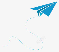 蓝色纸飞机蓝色虚线手绘纸飞机轨迹高清图片