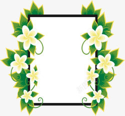 白色野花装饰相框素材