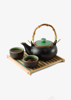手绘茶壶和茶杯茶具高清图片