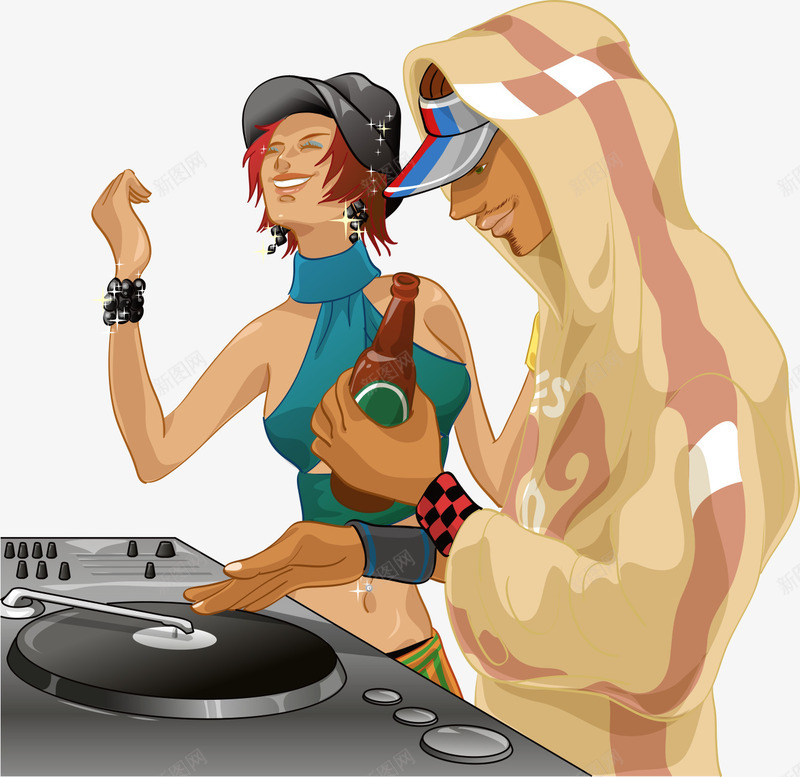 打碟DJ喝酒的年轻时尚酷男png免抠素材_88icon https://88icon.com 喝酒的年轻人 平面酷男素材 打碟的酷男 时尚的年轻人