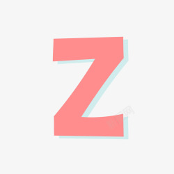粉色叠加阴影蓝色的字母Z矢量图素材