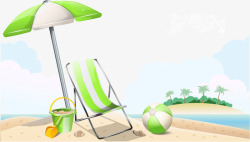 夏日海滩绿色背景装饰矢量图素材