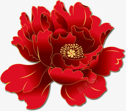红色牡丹花中国风国庆素材