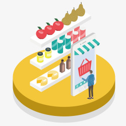手机店铺二维码水果饮料购物插图矢量图高清图片