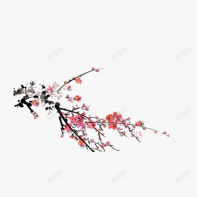 梅花水墨梅花中国风古典梅花装饰png免抠素材_88icon https://88icon.com 中国风 古典 梅花 水墨 花中君子 装饰