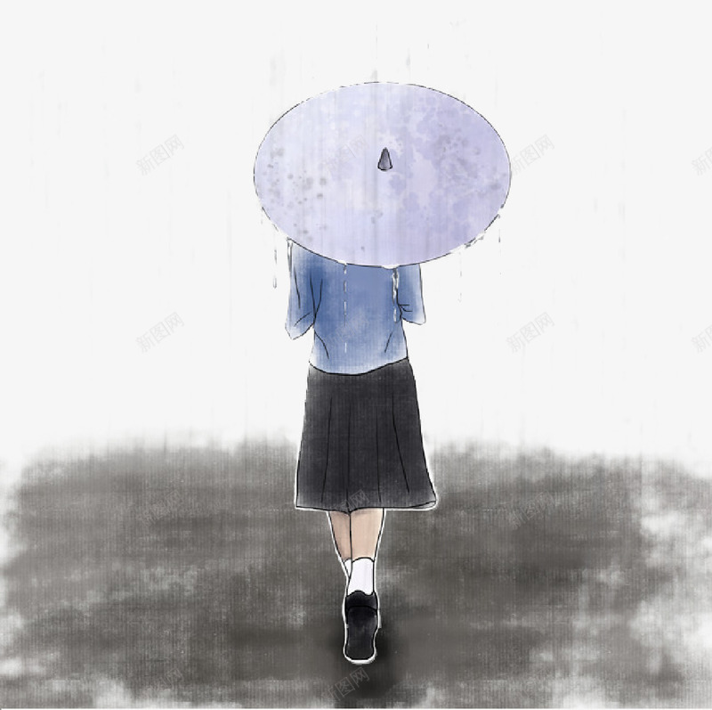 清明节雨纷纷png免抠素材_88icon https://88icon.com 下雨 女孩 打扫 清明