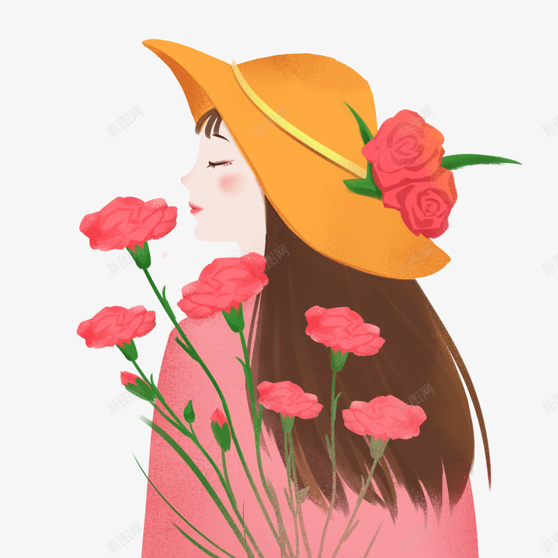 手绘插画女孩一png免抠素材_88icon https://88icon.com 三八妇女节平面促销节日女王 三月八日 创意海报 妇女节 海报标题 海报设计 红色 花卉