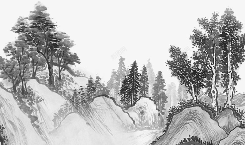 中国风水墨清明节装饰图案psd免抠素材_88icon https://88icon.com 中国风 山水插画 水墨 清明水墨风 清明节 风景