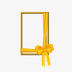 黄色蝴蝶结相框边框素材