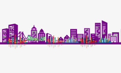 紫色城市倒影素材