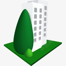绿色3D风格家居建筑楼房图标图标