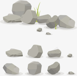 小石头卡通手绘灰色石头高清图片