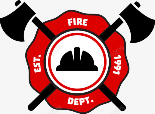 安全标识标牌红色消防队队徽图标图标