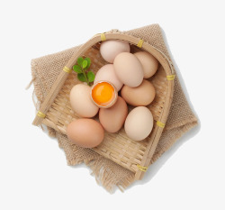 一篮子鸡蛋新鲜的土鸡蛋高清图片