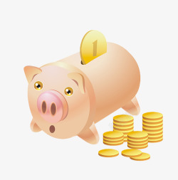 国庆可爱长方形小猪存钱罐图素材