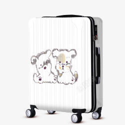 旅行箱登机箱卡通白色小狗拉杆旅行箱高清图片