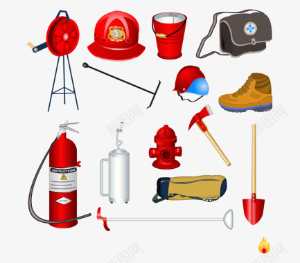 安全图标救火消防队的装备矢量图图标图标