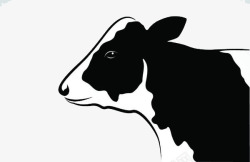 产奶黑白色手绘平面奶牛高清图片