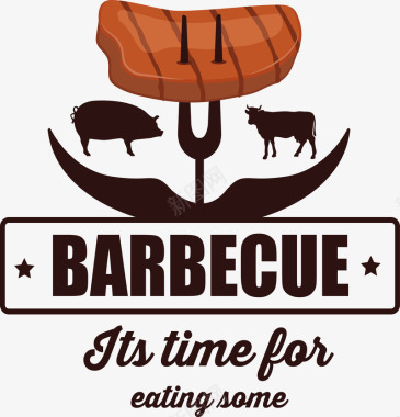 牛排卡通烤肉平面烧烤矢量图图标图标