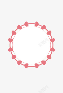 粉色心形圆相框素材