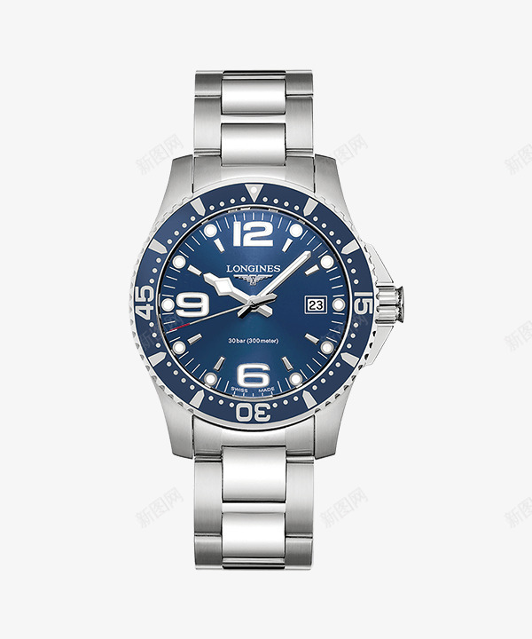 蓝色浪琴腕表手表男士表png免抠素材_88icon https://88icon.com LONGINES 产品实物 手表 机械表 浪琴康卡斯潜水系列 男士 腕表