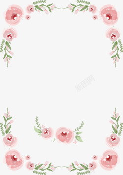 感恩节手绘玫瑰花花藤结婚请柬边框高清图片
