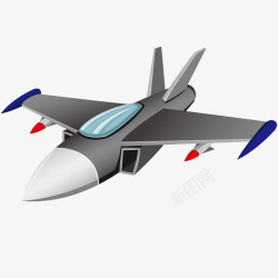 质感战斗机灰色创意战斗机元素矢量图高清图片
