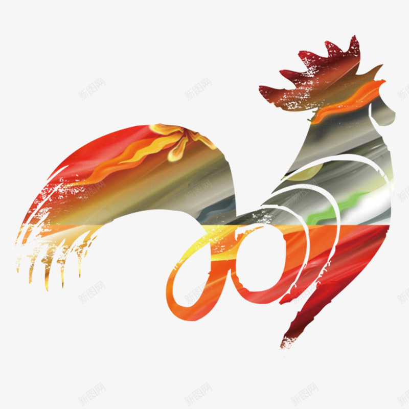 雄鸡高唱png免抠素材_88icon https://88icon.com 彩色 新年 简约 雄鸡