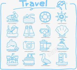 旅行卡通小插画矢量图素材